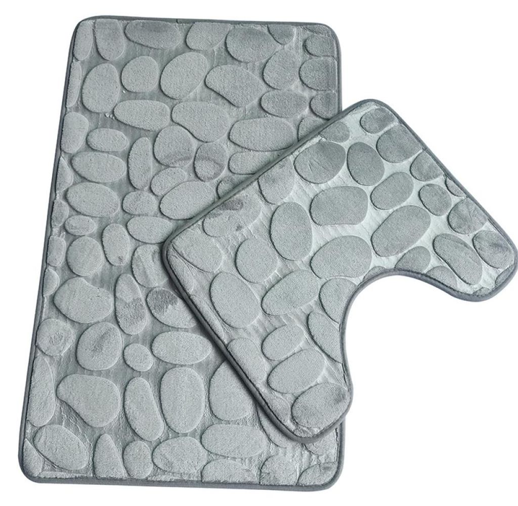 Set mit 3 rutschfesten Badematten, atmungsaktive Memory-Schaum-Badematten, komfortabel, weich, wasserabsorbierend, WC-absorbierend, rutschfeste Unt...