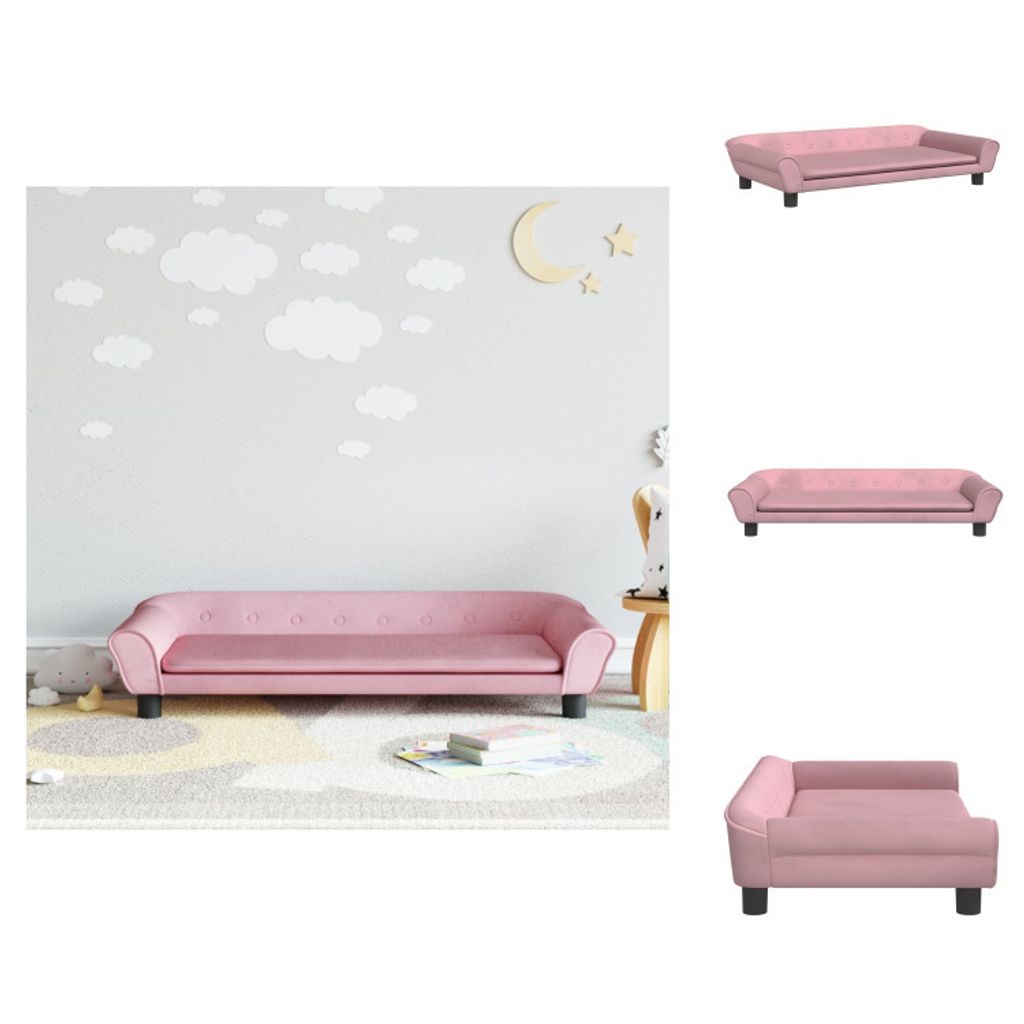 vidaXL Kindersofa Rosa 100x50x26 cm Samt - Baby- & Kleinkindmöbel