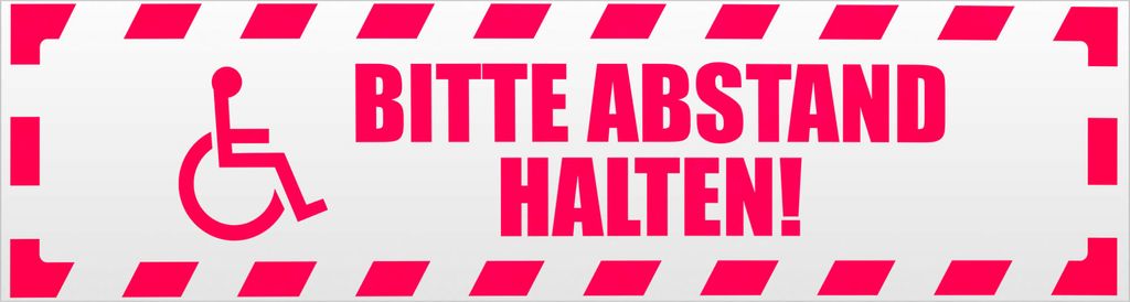 Bitte Abstand halten! Motiv 1 gestreift Magnetschild Schild magnetisch - 45cm Neonpink - Magnetfolie für Auto PKW Kfz