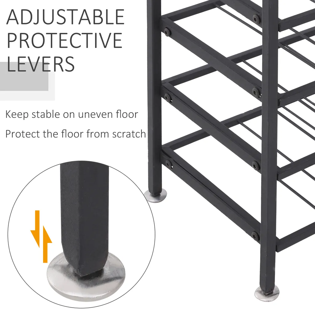 Casier à Bouteilles de Vin 54 Emplacements en Acier Noir - Rack 91 cm - 7