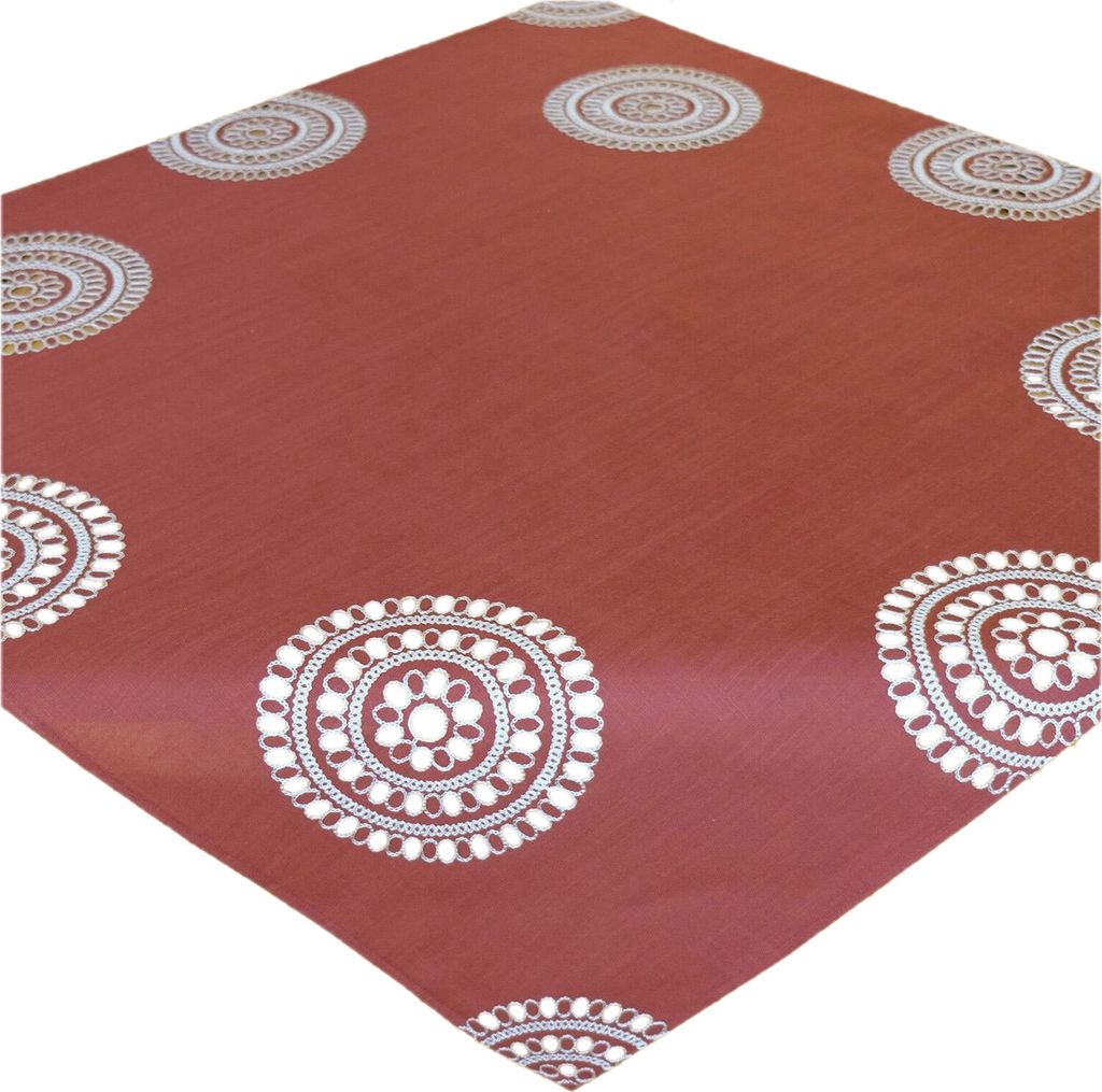 Tischdecke Läufer Stickerei Kreise Tischläufer Kurbelstickerei 85 x 85 cm - bordeaux