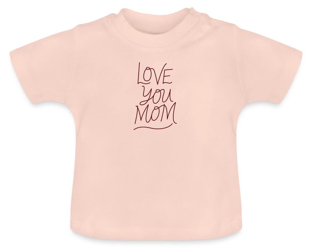 Spreadshirt Geschenk Mom | Love You Mom Baby Bio-T-Shirt mit Rundhals, 12-18 Monate, Kristallrosa