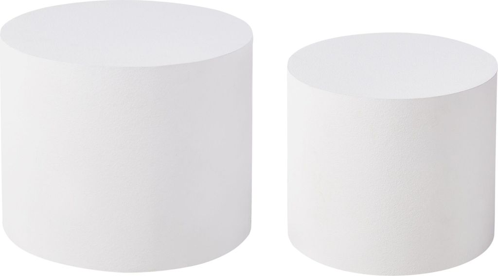 BELIANI Couchtisch 2er Set Weiß MDF Rund Japandi Stil Minimalistisches Design Wohnzimmermöbel