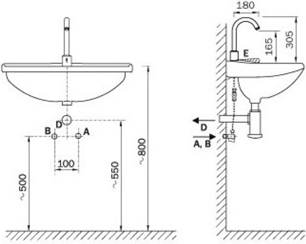 AUM 12 automatische Thermostat Waschtischbatterie Netzbetrieb / Batteriebetrieb AUM 12.TV, AUM 12.TVB, Modell:Batteriebetrieb