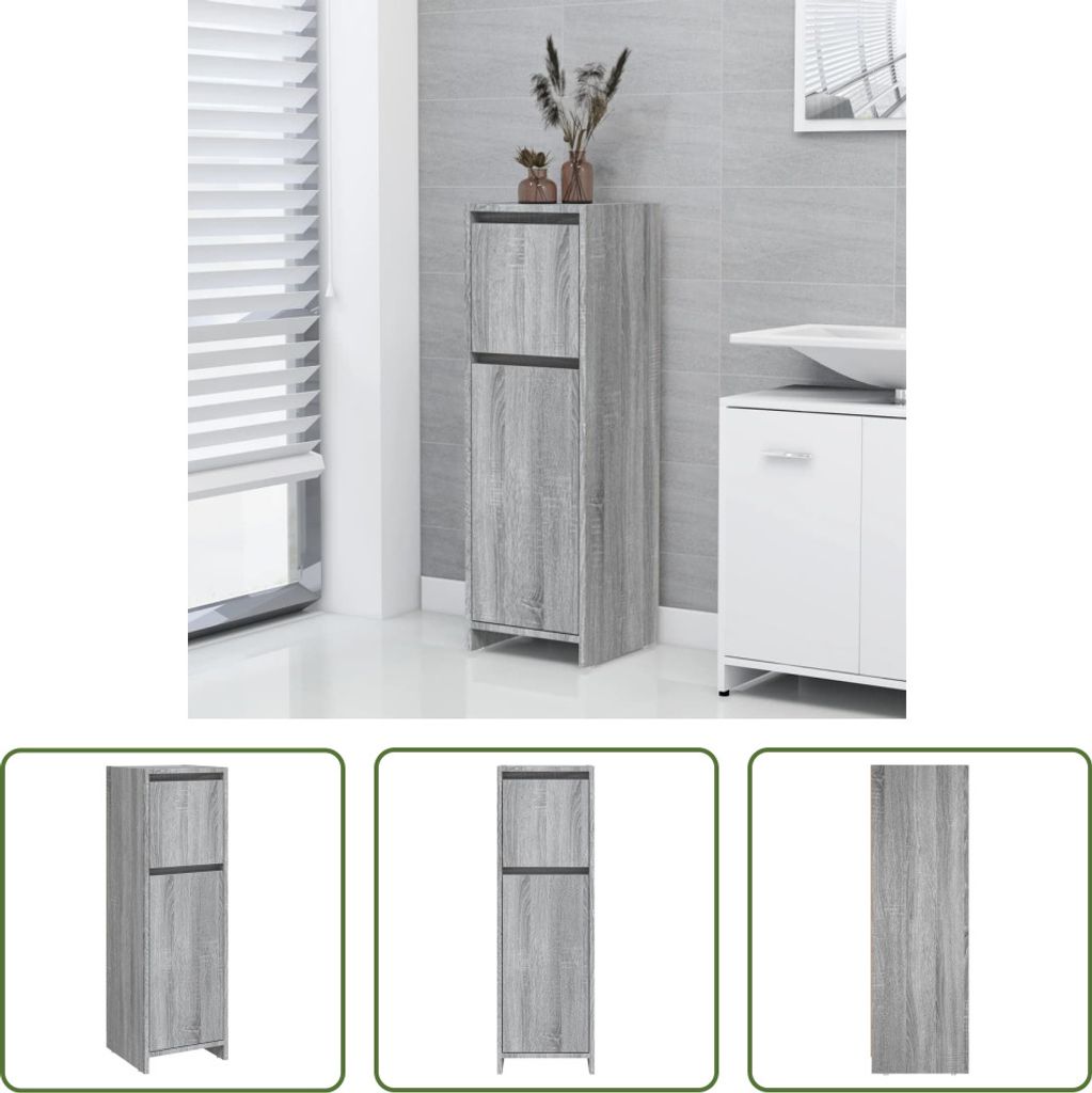 The Living Store Badschrank Grau Sonoma 30x30x95 cm Produktbild 