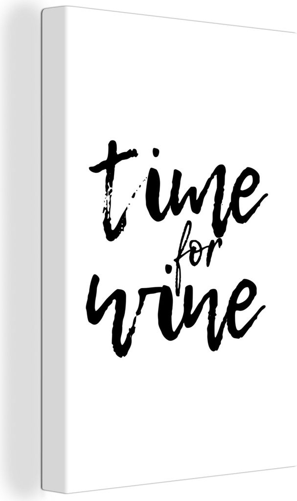OneMillionCanvasses - Leinwandbilder - 90x140 cm, Wein Zitat "Zeit für Wein" auf einem weißen Hintergrund, Wandbilder Kunstdruck Wanddekoration...