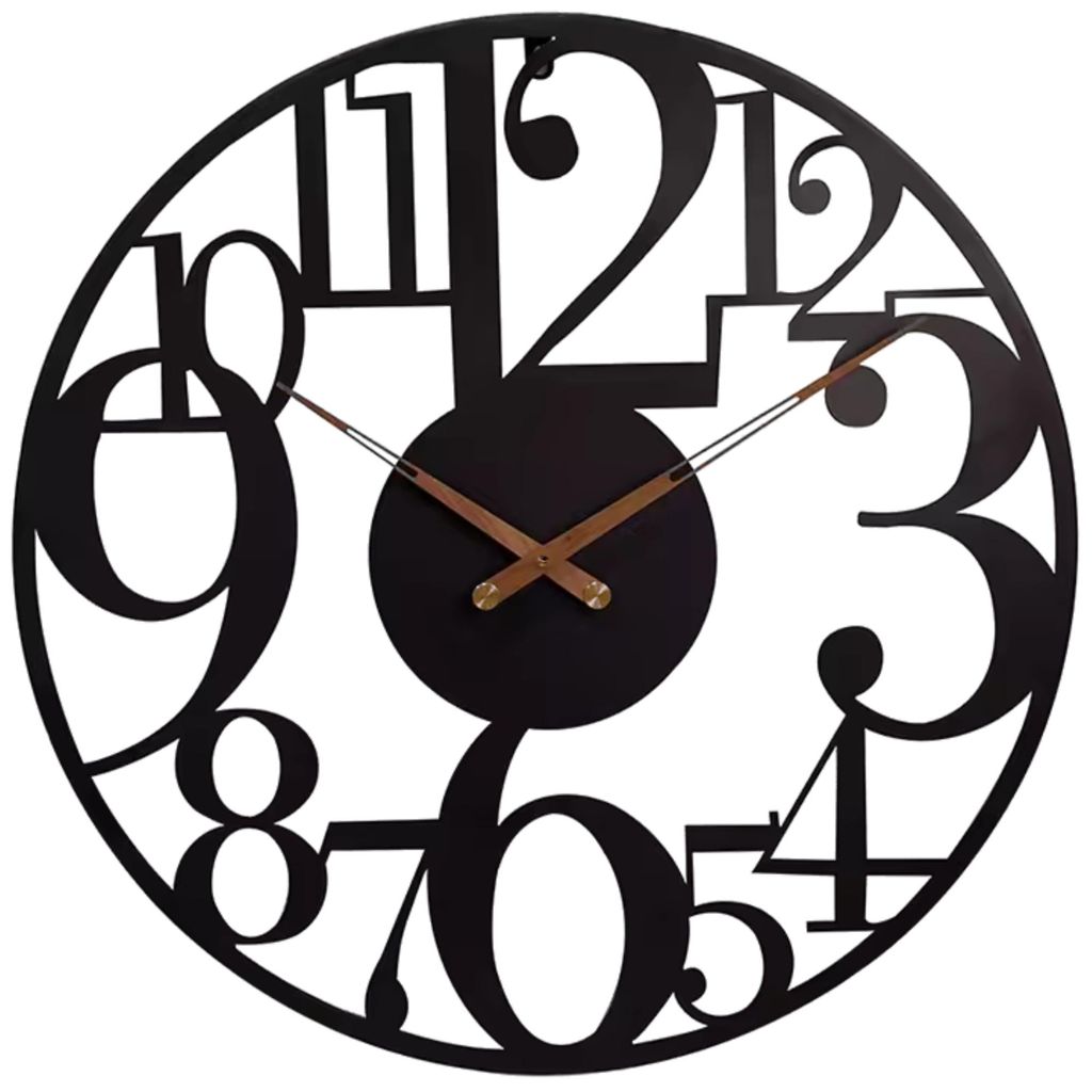 HSXL – Große industrielle Wanduhr aus schwarzem Metall – Produktbild 