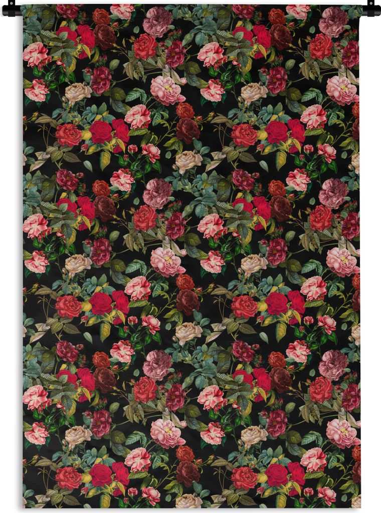 MuchoWow Wandteppich Wandbehang Blumen - Rot - Rosen 60x90 cm Tapisserie Dekoration Wandtuch - Foto-Teppich - Abwaschbar