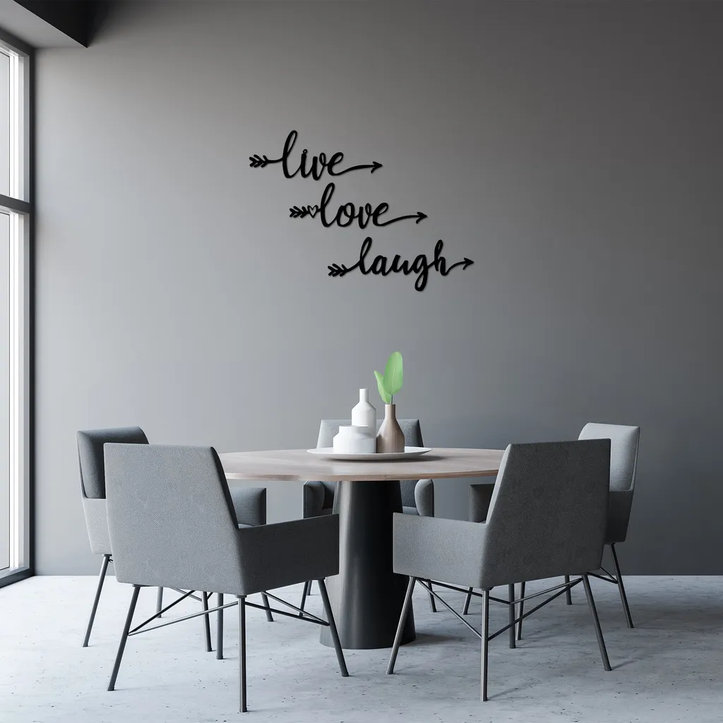Wallity Live Love Laugh 60x60 Decorazione Parete Design Industrial Nero