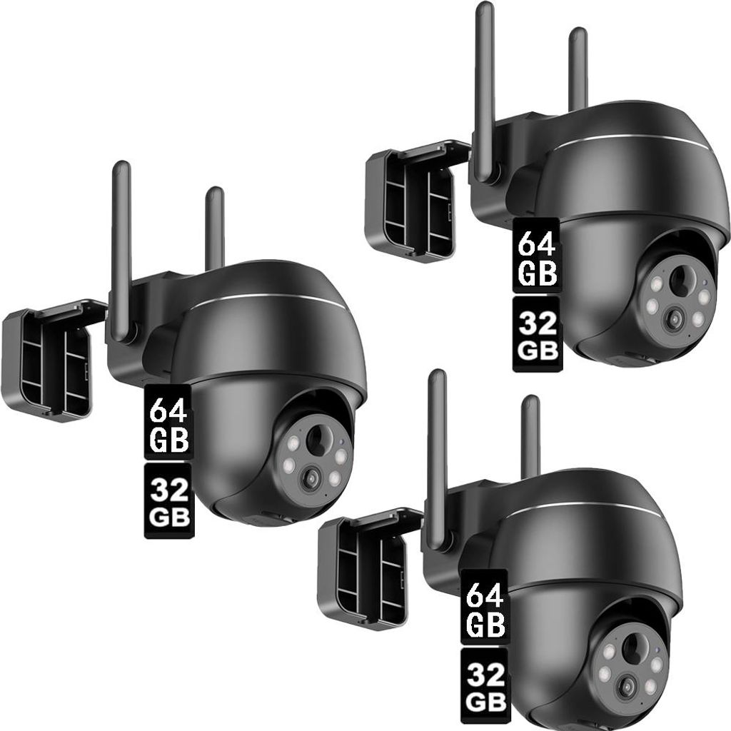 Überwachungskamera außen 2,4 GHz WLAN 360 ° Schwenk-/Neigekamera Außenbereich, Farbnachtsicht, Bewegungserkennung, 2-Wege-Audio 3 Stück mit 32...