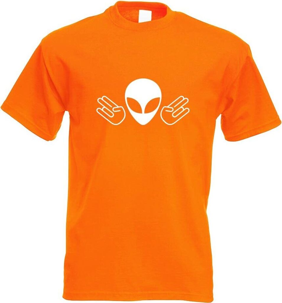 Kiwistar - T-Shirt - orange - Alien Doppel Shocker Motiv Bedruckt Funshirt Design Print - mit Motiv Bedruckt - Funshirt Design - Sport - Freizeit -...