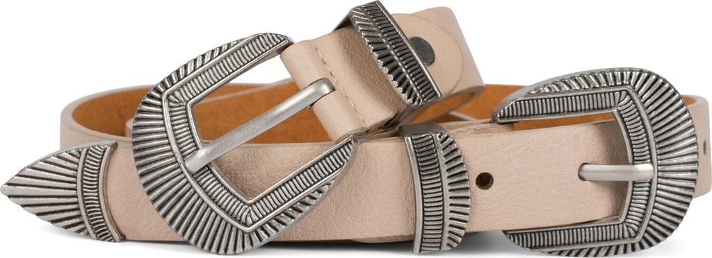 styleBREAKER Damen Vintage Gürtel mit doppelter verzierter Schnalle im Western Style, B-Low Belt, Taillengürtel, kürzbar 03010105