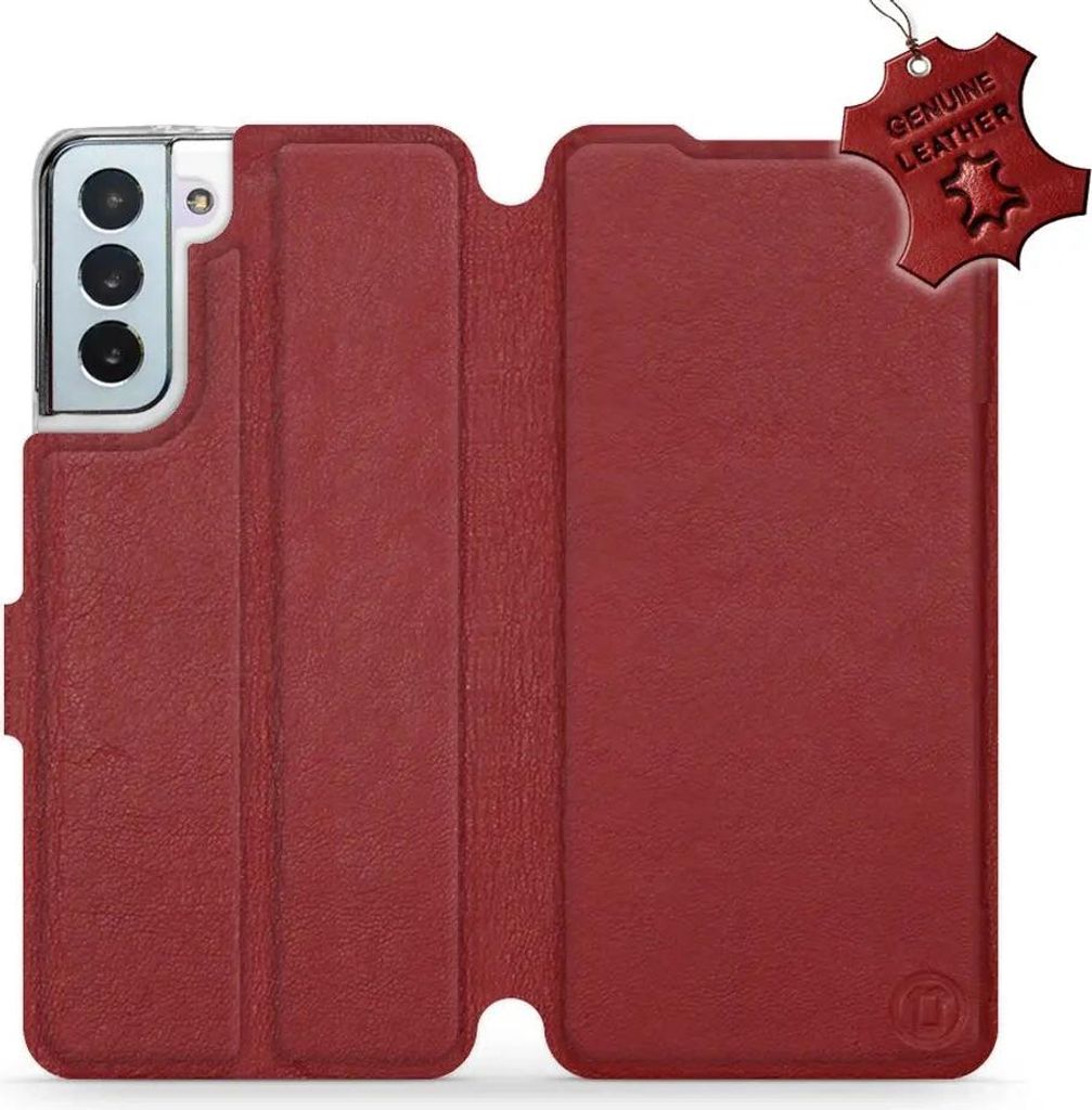 Echtleder Handyhülle für Galaxy S21 Plus, Mobiwear Leather, Dunkelrot