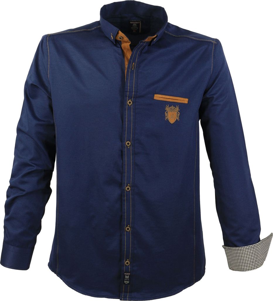 Lavecchia Herren Langarmhemd 1980 (Navyblue, 5XL)
