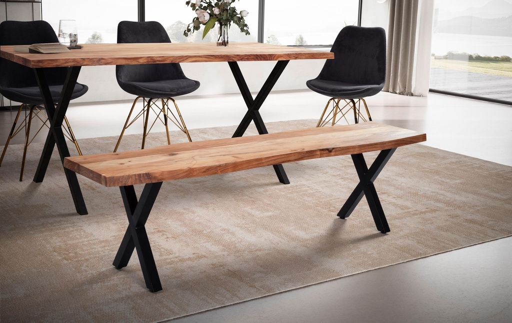 Lavica do jedálne FineBuy lavica Akáciová jedálenská lavica Obrázok produktu 2