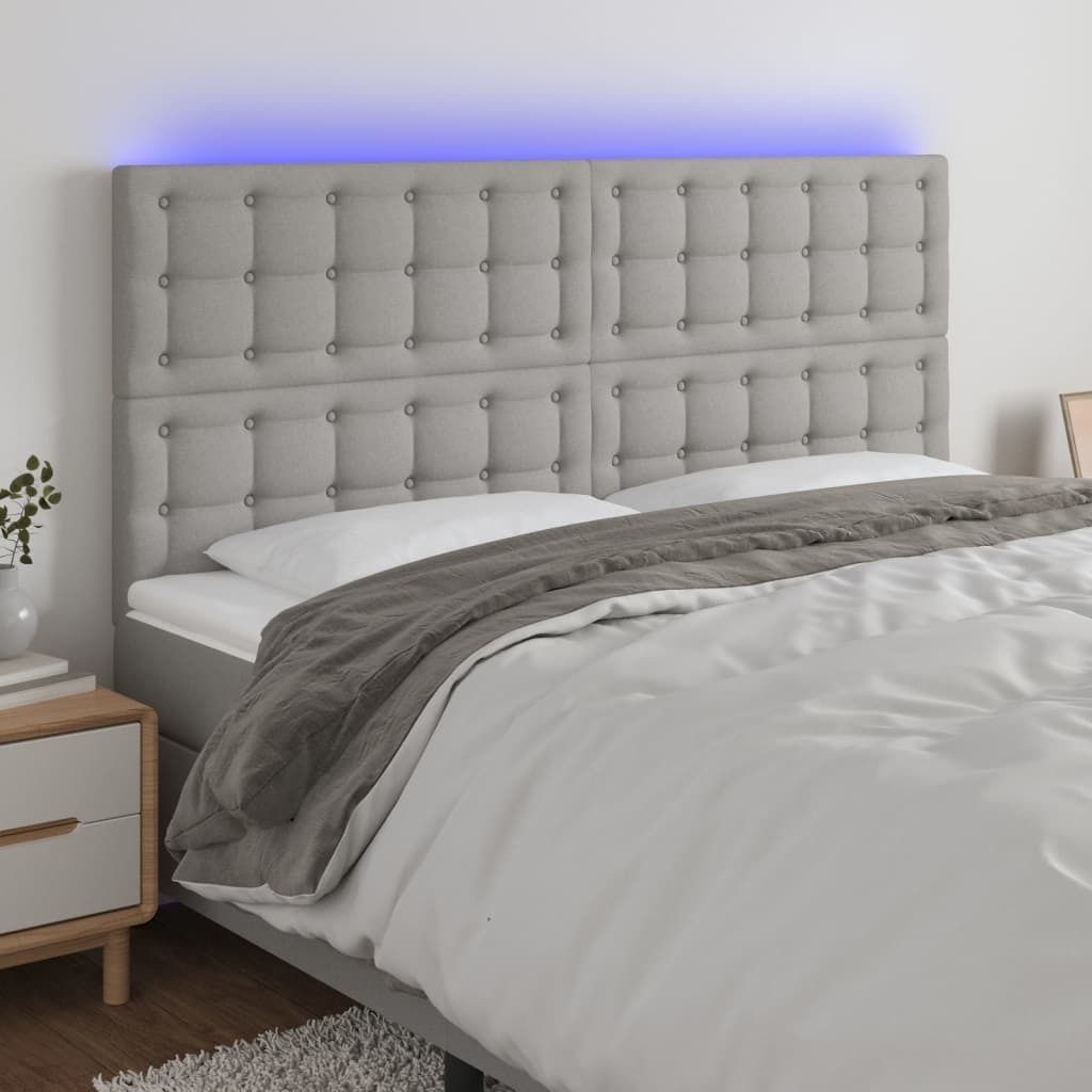 "Rabatt" LED Kopfteil modern - Kopfteil für Bett - Hellgrau 180x5x118/128 cm Stoff - Kopfteile CC4794