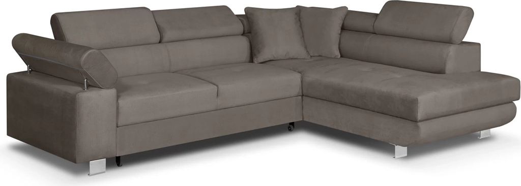 Ecksofa mit Schlaffunktion, CREDO Wellenfedern, rechts - Braun