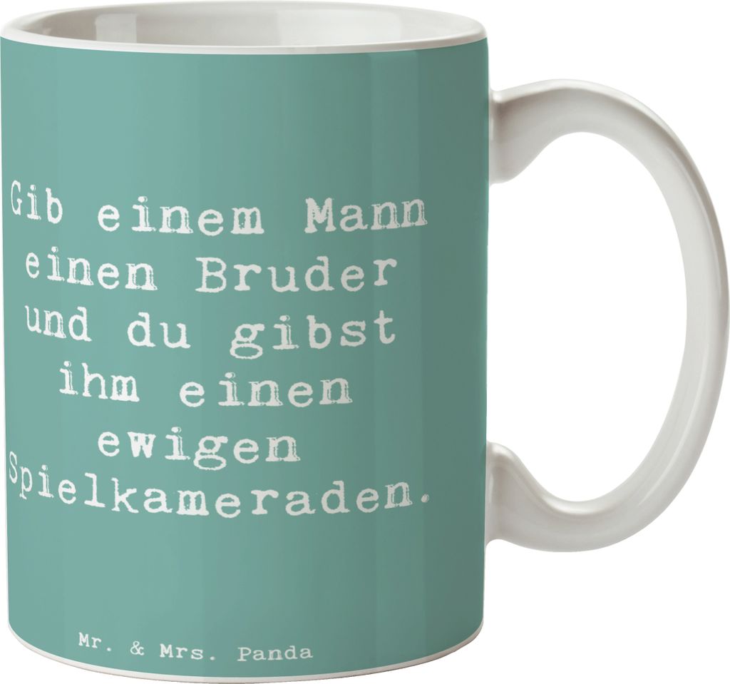 Mr. & Mrs. Panda haferl Spruch Bruder Spielkamerad - Meeresbrise - Geschenk, Großer, Kaffeetasse, Bruderherz, bedruckt, Kleiner, Tasse, Becher, Bi...