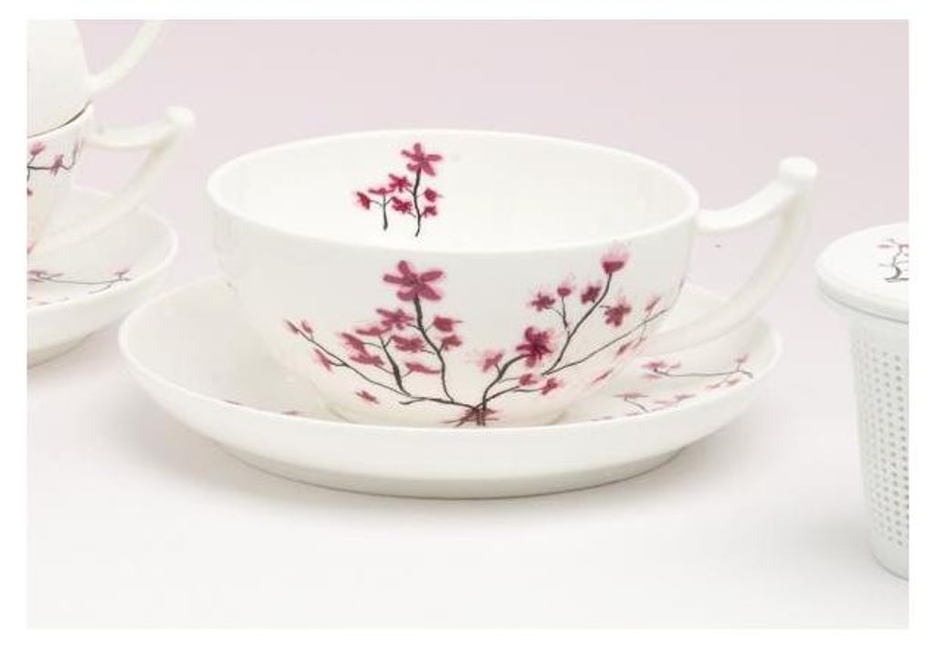 6er Set Tasse mit Untertasse CHERRY BLOSSOM Kirschblüten 350ml TeaLogic