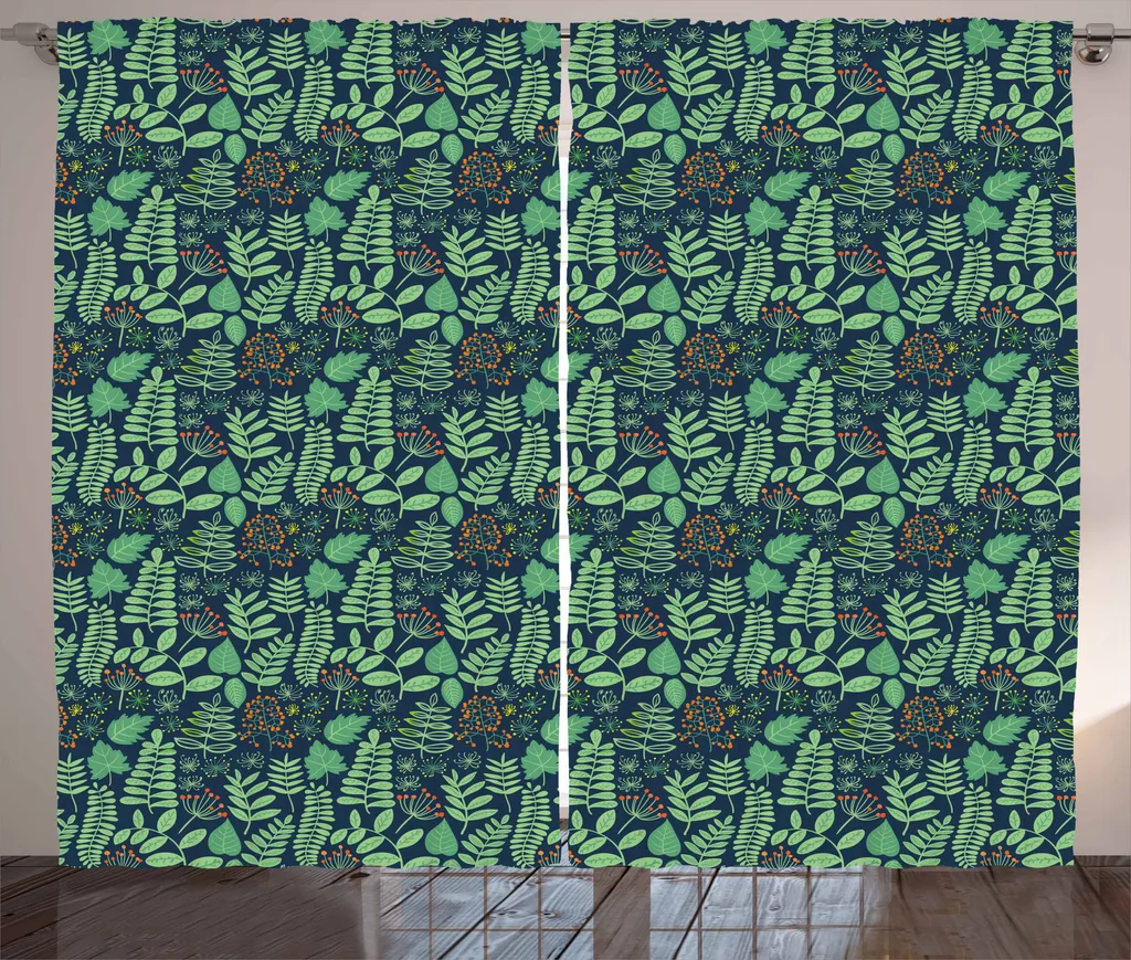 Tenda Rustica Doodle ABAKUHAUS Blu Arancio 280x175 cm per Interni
