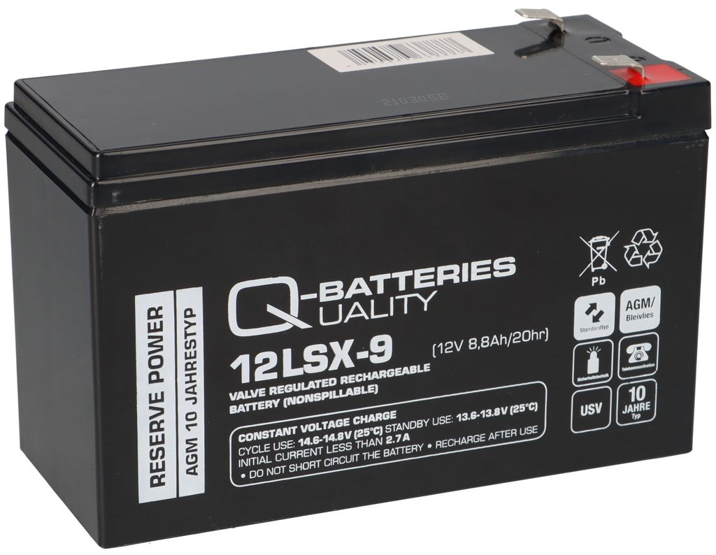 Q-Batteries 12LSX-9 12V 8.8Ah akumulator ołowiowy / AGM 10 Zdjęcie produktu 