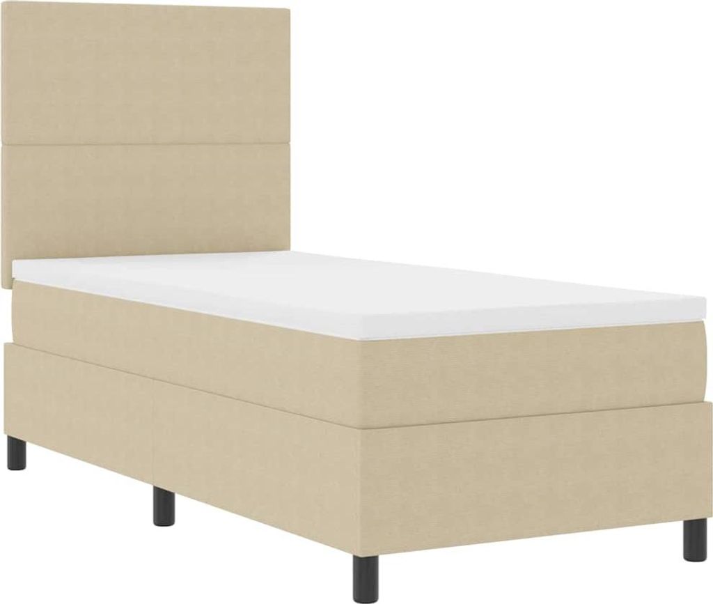 vidaXL Boxspringbett Hellgrau und Weiß 100 x 200 cm Cordstoff