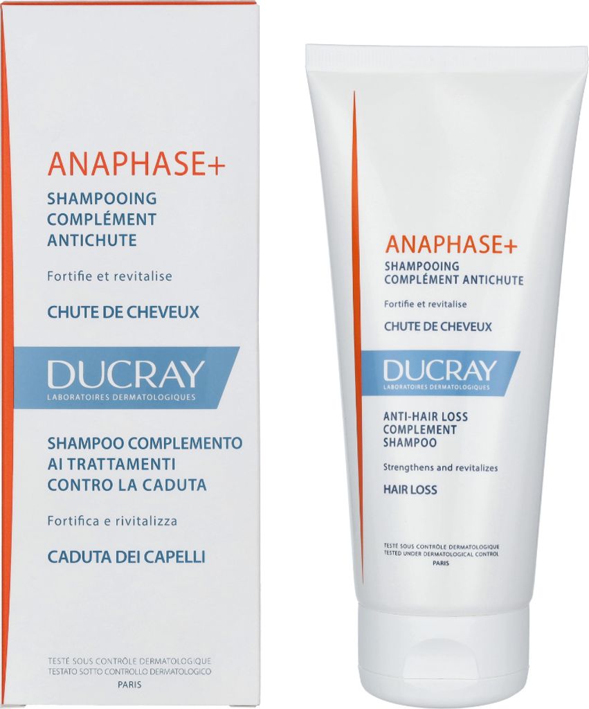 A product shot of a shampoo bottle and its box, presented side-by-side against a white background.