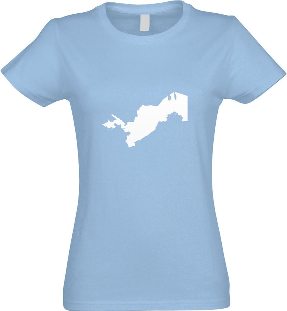 Kiwistar - T-Shirt tailliert - Damen - himmelblau - Usbekistan Umriss Kontur - mit Motiv Bedruckt - Funshirt Design - Sport - Freizeit - Damen - L