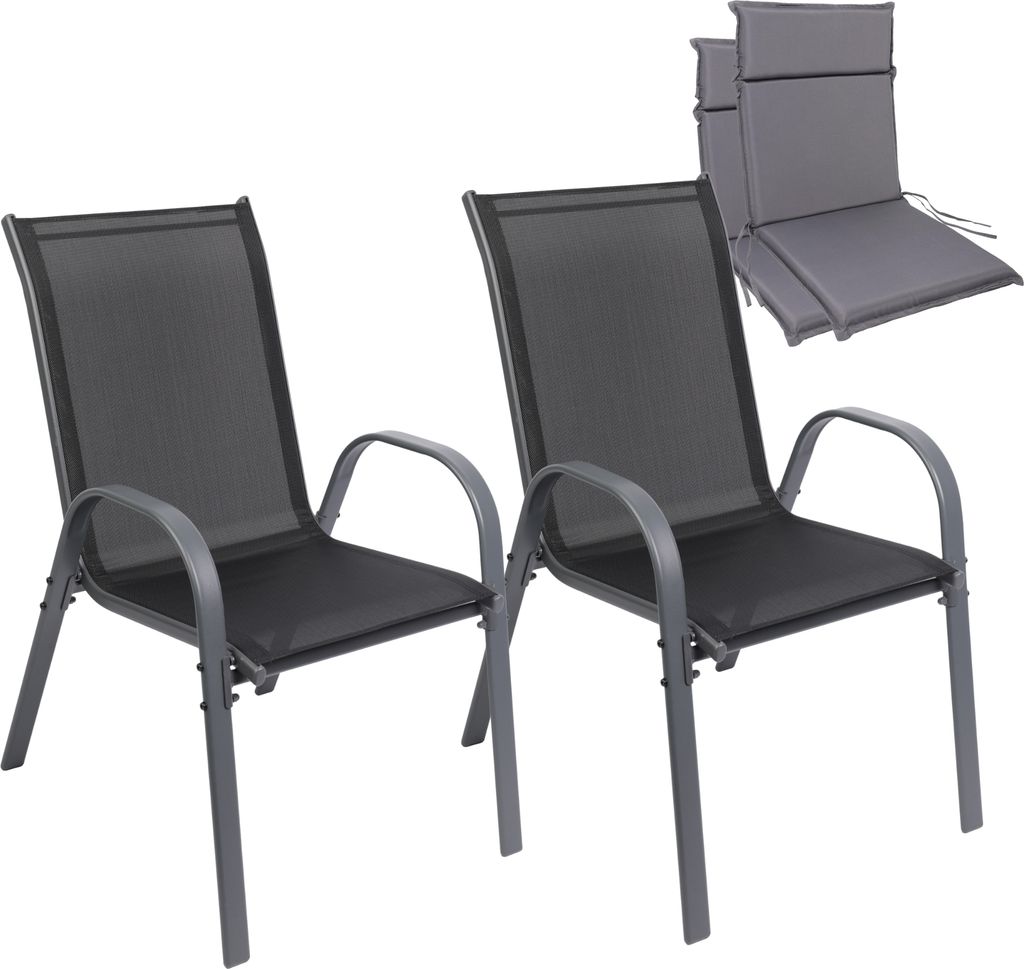 Albatros Gartenstühle 2er Set Kuba mit Sitzauflage – Gartenstühle Stapelbar mit robustem Metallgestell und hoher Belastbarkeit – Bequeme Stap...