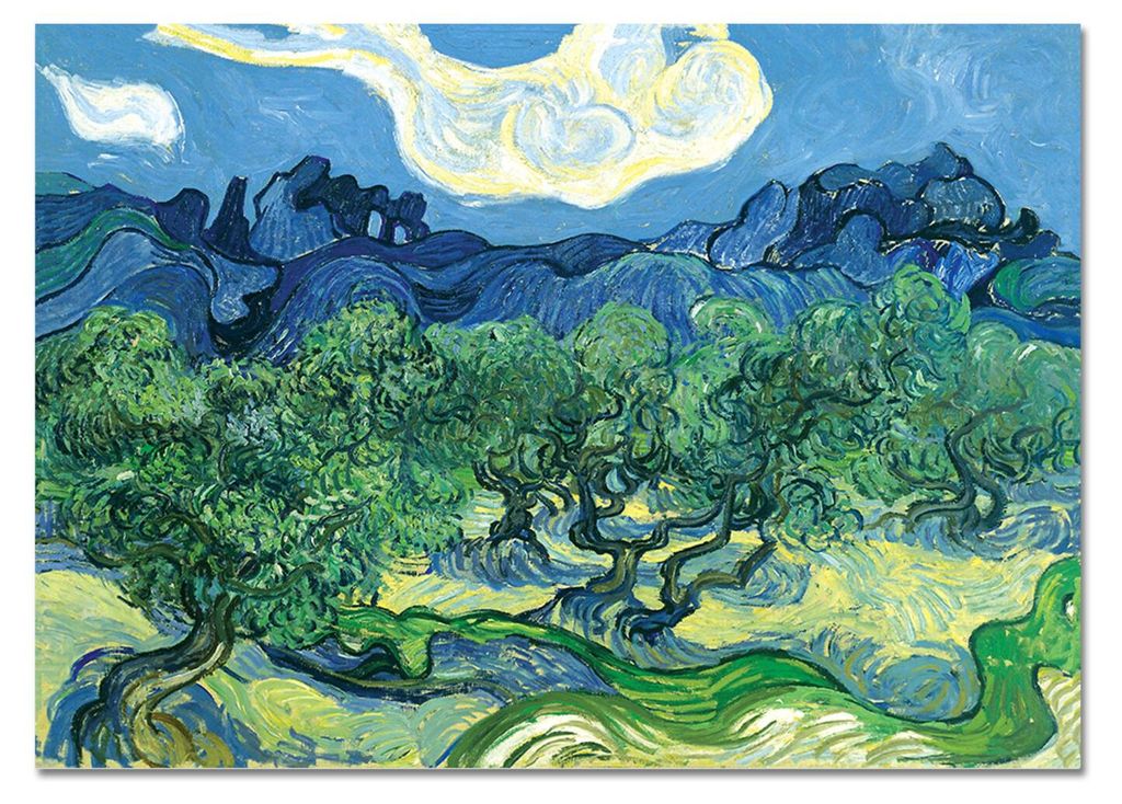 Giallobus - Olivenbäume in einer Berglandschaft - Vincent Van Gogh - 70L x 50B cm - Bild - Acrylglas
