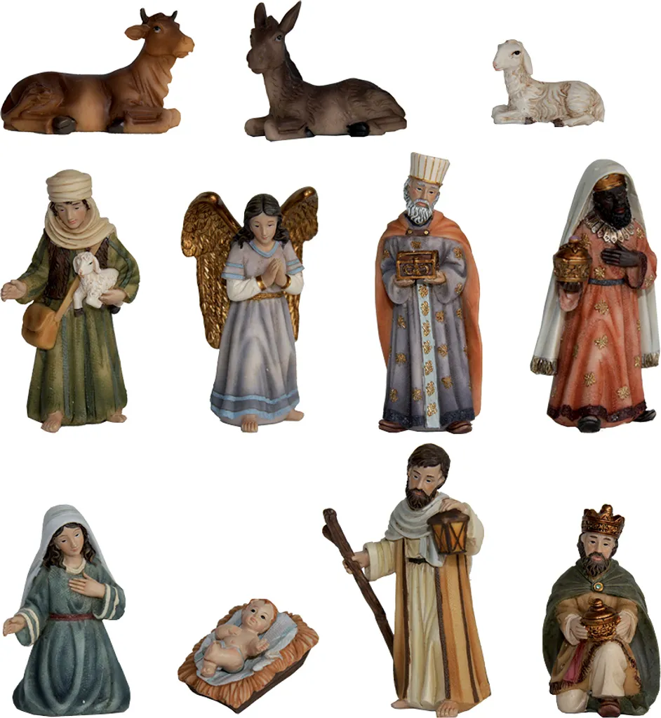 Acan Tradineur - Confezione da 2 Figure di angelo per presepe, in durexina, Decorazione per Natività, Portale, Presepe, Natale, decorazione tradizionale - 7 cm
