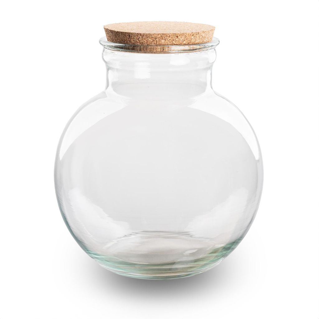 Terrarienflasche Teddy 26,5cm aus Recyclingglas mit Korken für DIY Terrarium