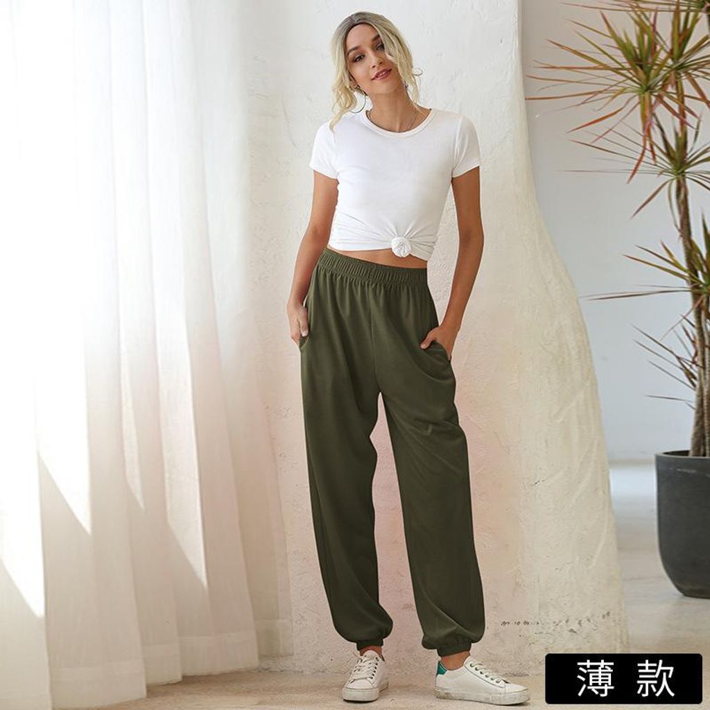 Noxi Amazon 2021 grenzüberschreitende europäische und amerikanische Kleidung vier Jahreszeiten zu Hause Freizeitsport Basic lose Leggings 1631 D...