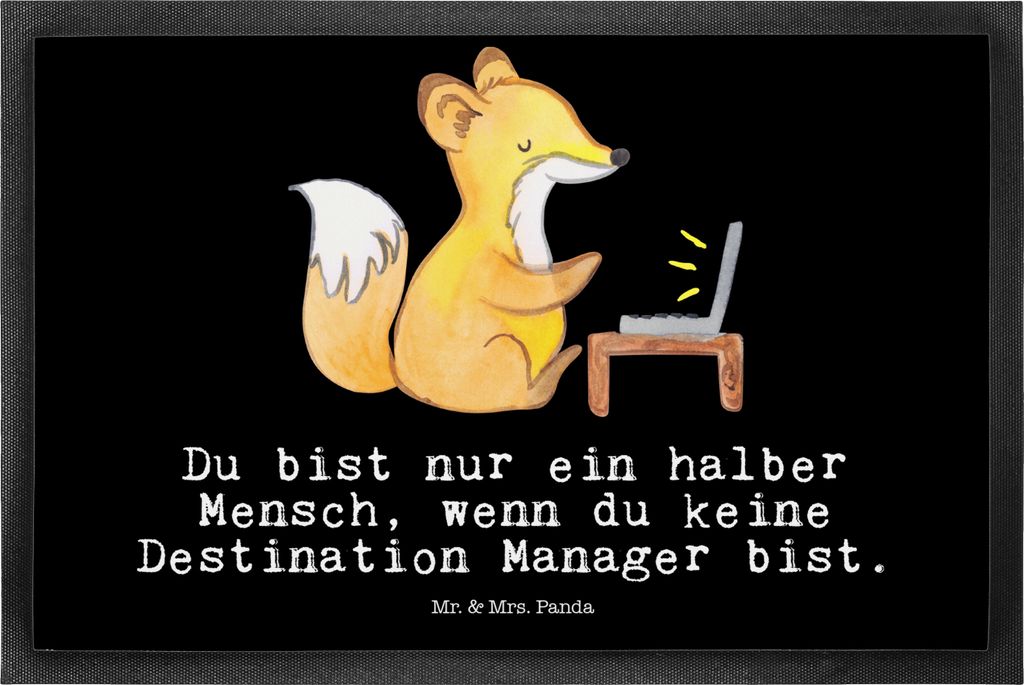 Mr. & Mrs. Panda Schmutzfangmatte Destination Manager Herz 50 x 75 cm - Schwarz - Geschenk, Bodenvorleger, Gummimatte, fußmatte, Fussmatte, Schmut...