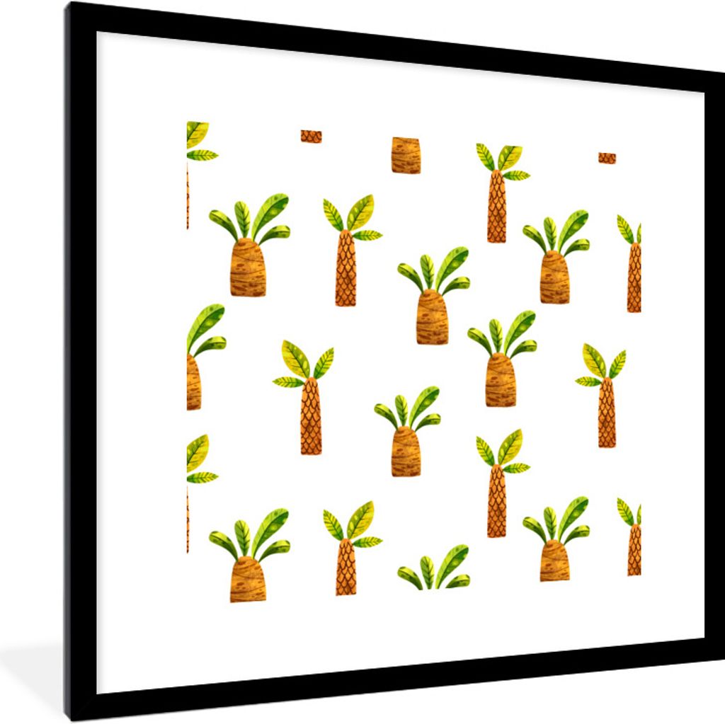 MuchoWow Gerahmtes Poster Dschungel - Design - Palme 40x40 cm - Poster mit Schwarzem Bilderrahmen Wandposter Rahmen Foto Bilder - Poster - Plakat...