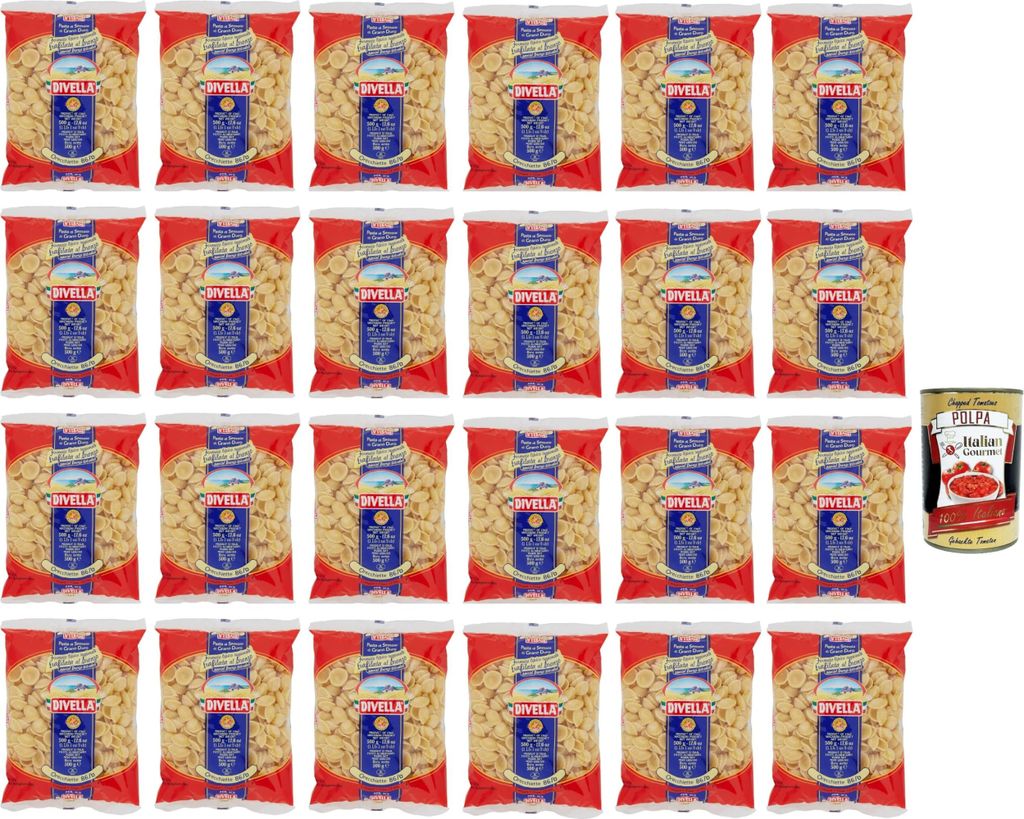 24x Divella Orecchiette N. 86/P Hartweizengrieß Pasta Italienische Nudeln 500g Packung + Italian Gourmet Polpa di Pomodoro 400g Dose