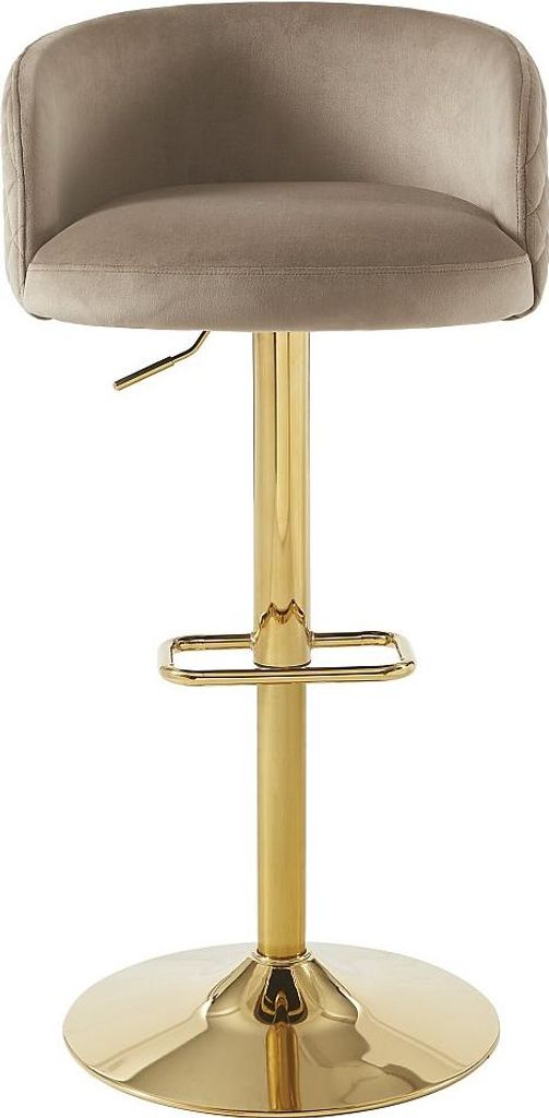 Barhocker aus Velours und goldenem Metall - Verstellbare Höhe - Beige - PERLANITA by Pascal Morabito