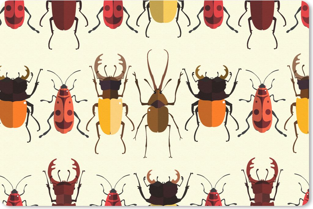 MuchoWow Schreibtischunterlage Käfer - Muster - Insekten 60x40 cm - XXL Mauspad - Großes Mauspad
