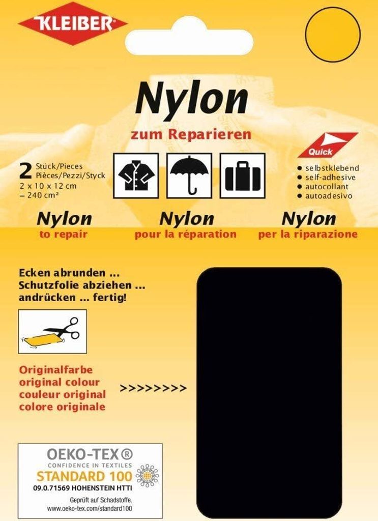 Nylon-Flicken, schwarz, ca. 10 x 12 cm, ca. 210 cm² Produktbild 