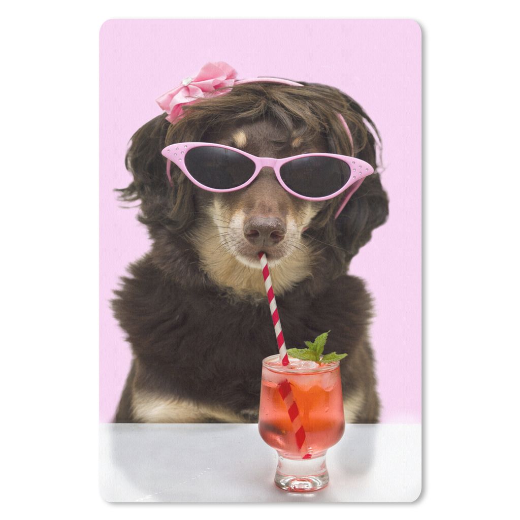 MuchoWow Mauspad Mousepad Kelpie-Hund trinkt einen Cocktail 18x27 cm - Mousepads - Maus Mat - Pad - Mausunterlage