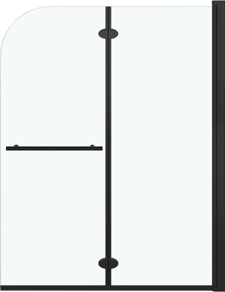 Parete Doccia Pieghevole vidaXL 95x140cm Vetro Nero ESG 2 Ante