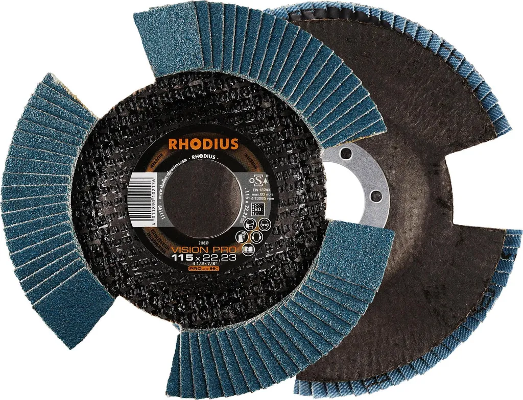 Rhodius Vision Pro 115 x 22,23 mm: 10 Dischi Lamellari Acciaio Inox