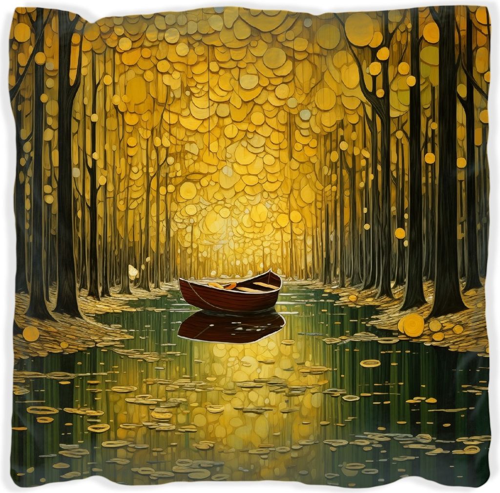 Wallario Premium Kissen, weiche Oberfläche, mit Motiv Boot im goldenen Licht, Größe: 30 x 30 cm, mit weißer Rückseite