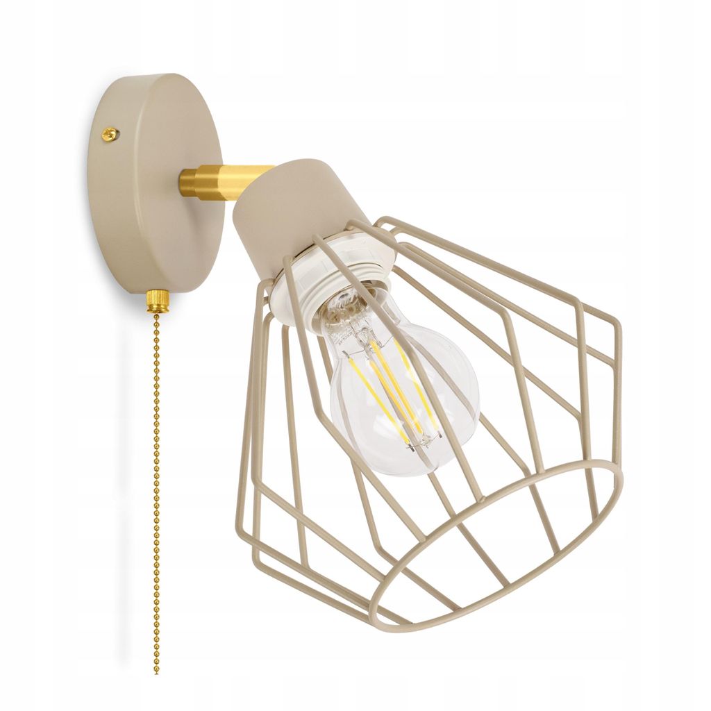 LUXOLAR - LED Wandlampe mit Schalter Beige-Grau E27 60 W - Wandleuchte Innen Schwenkbar für Wohnzimmer, Küchen - Wandbeleuchtung, Klassisches Design