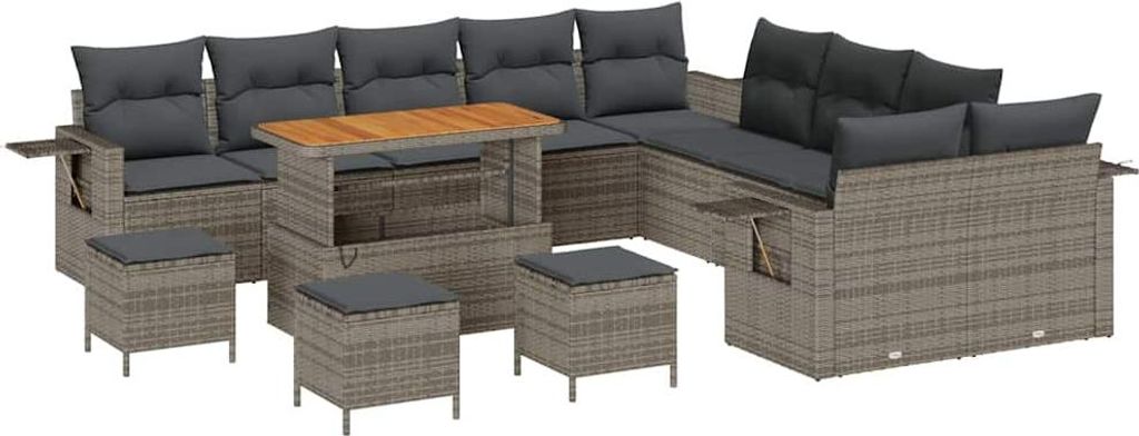 vidaXL Gartensofa-set 14 pcs Grau Poly-Rattan