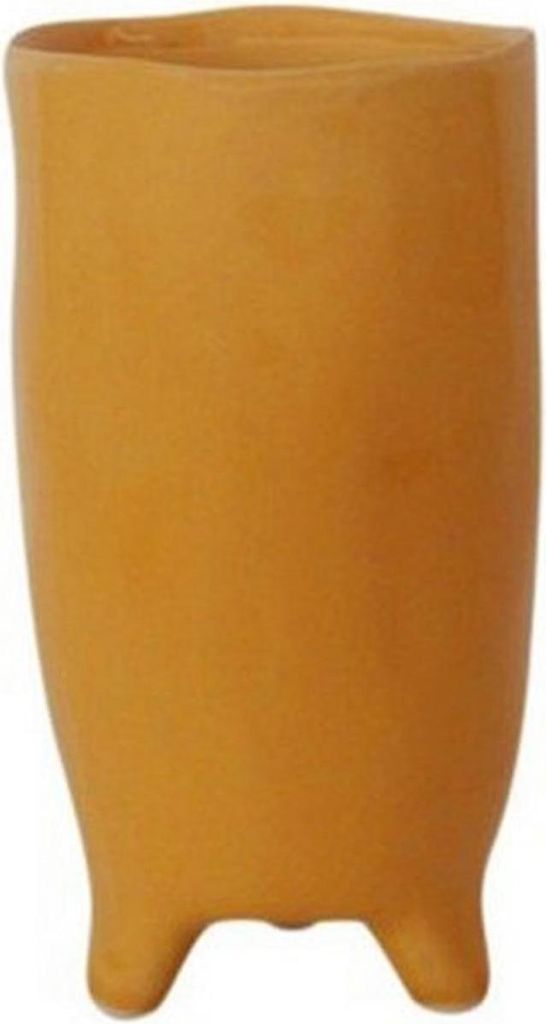 INNA-Glas Vase Keramik Catia mit Füßen, orange-braun, 20cm, Ø11cm - Dekovase