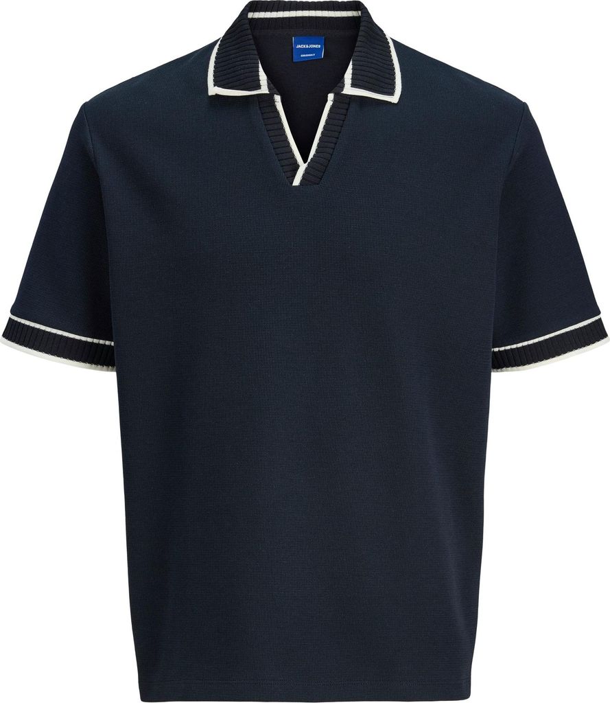 JACK & JONES Jacquard-Kragen Kurzarm Strick-Poloshirt Größe: XXL