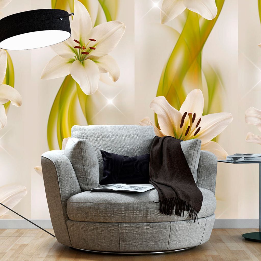 PURO TAPETE - Realistische Tapete ohne Rapport und Versatz 10m Vlies Tapetenrolle Wandtapete modern design Fototapete - Blumen Abstrakt b-A-0269-j-c