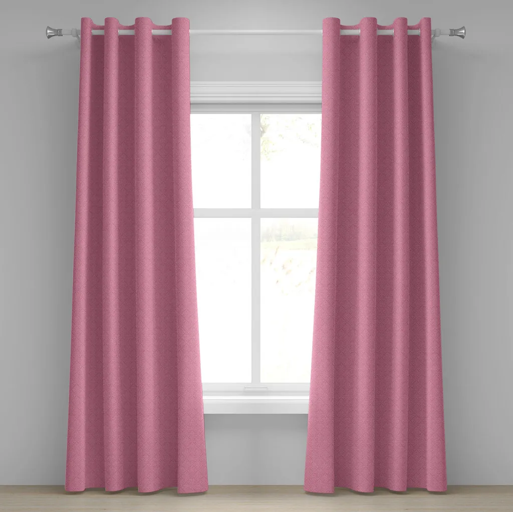ABAKUHAUS Tenda con occhielli rosa pallido, influenze rococò, stile damasco, motivo floreale ripetitivo di ispirazione barocca, tende decorative a 2 pannelli, 280 cm x 245 cm, rosa pallido