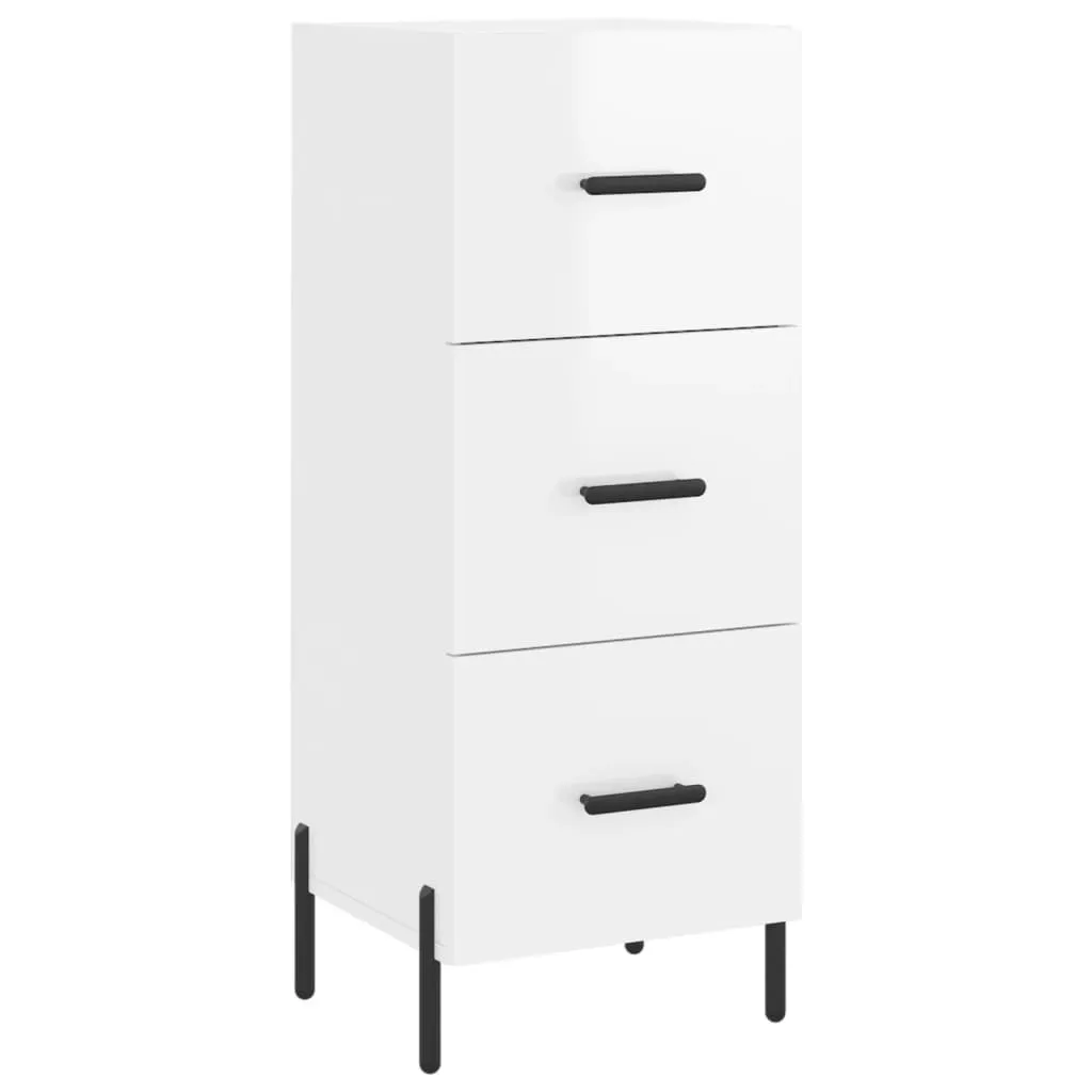 SYFAX Credenza Bianco Lucido 34,5x34x90 cm | Mobile Multiuso Salvaspazio - 1